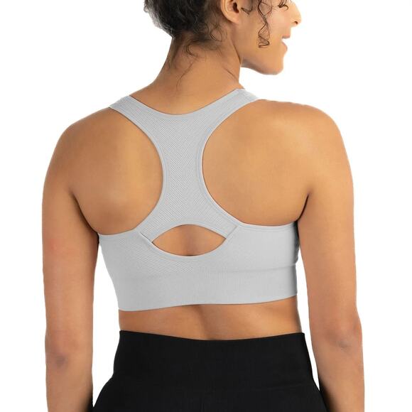 Members Mark Womens Seamless Racerback Sports Bra Light Grey Size XXL - Picture 2 of 7